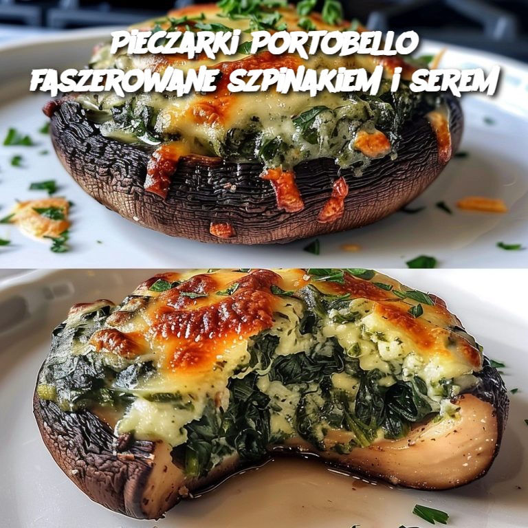 Pieczarki Portobello faszerowane szpinakiem i serem