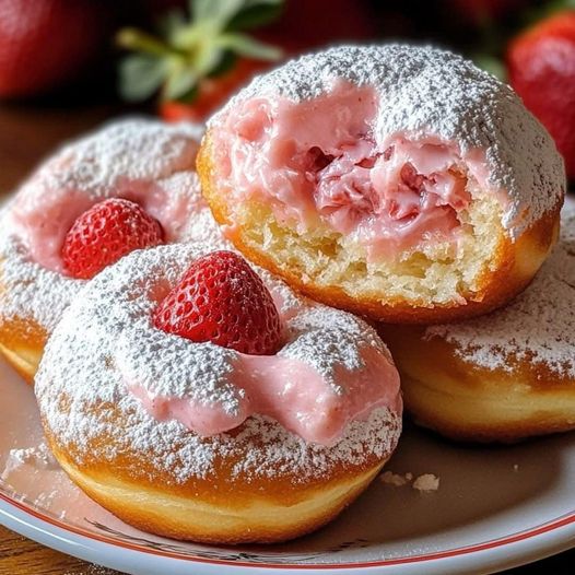 Pączki z nadzieniem truskawkowo-śmietankowym – słodka rozkosz w każdym kęsie!