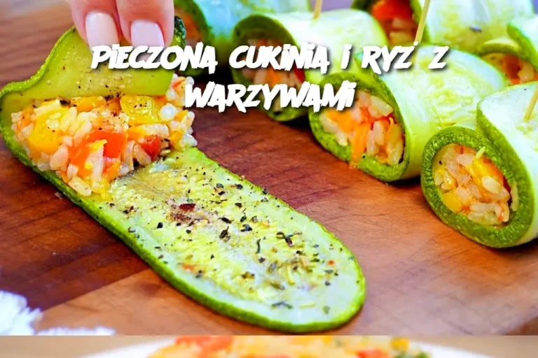 Pieczona cukinia i ryż z warzywami