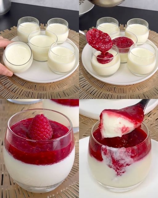 Niezwykle Kremowa Panna Cotta z Malinami – Deser, Którego Smak Cię Zaskoczy! (Najlepszy przepis, który musisz wypróbować już dziś!)