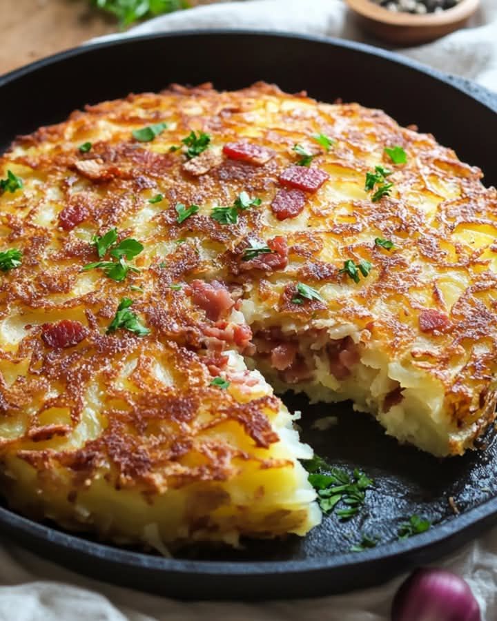 Olbrzymie chrupiące rösti nadziewane boczkiem i serem…