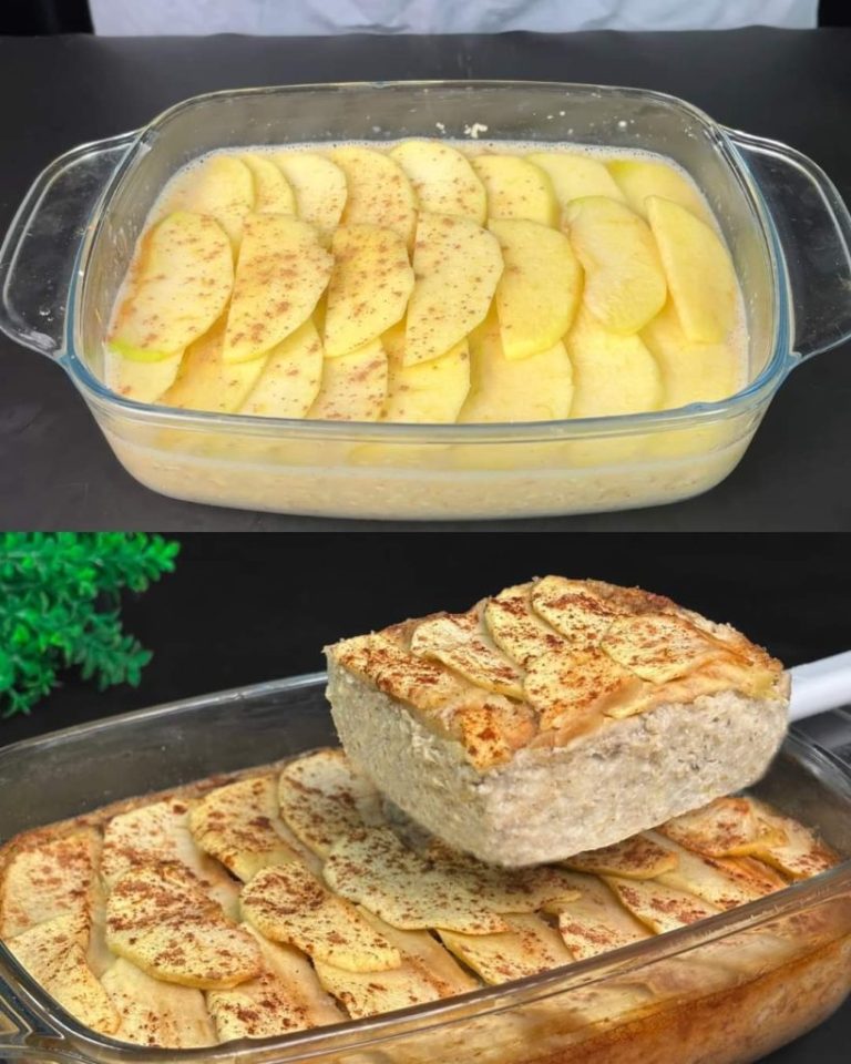 Pieczone płatki owsiane z bananem, jabłkiem i cynamonem