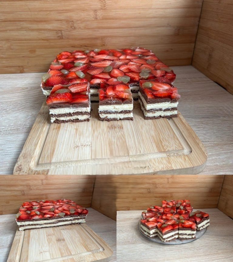 Sernik gotowany z owocami i galaretką