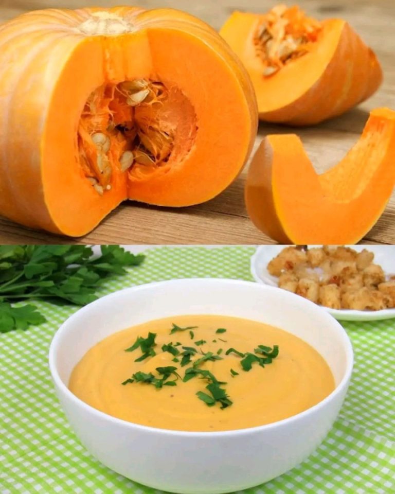 Kremowa zupa dyniowa z grzankami czosnkowymi