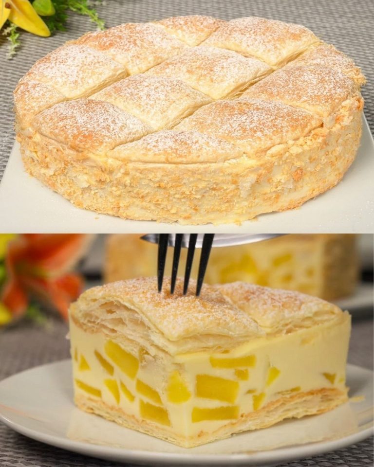 Tarta z ciasta francuskiego z jabłkami i kremem jogurtowym