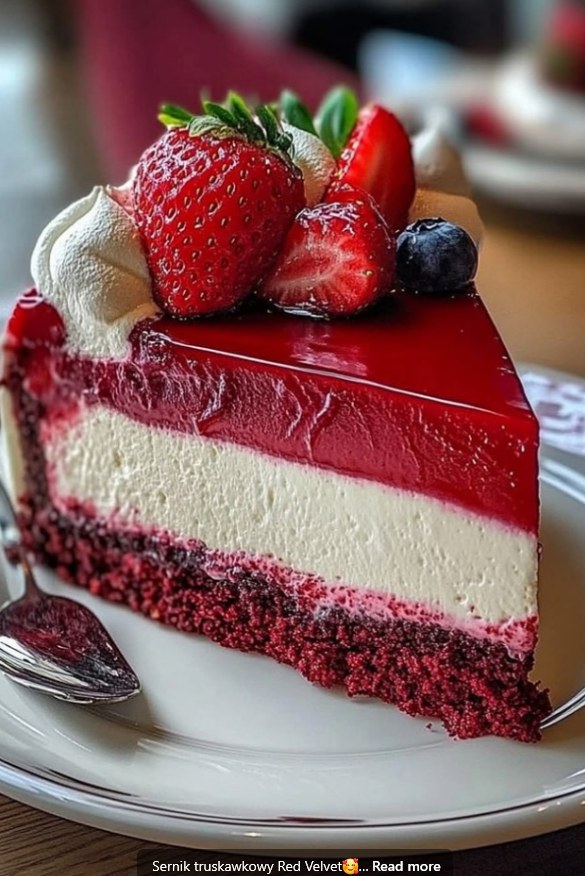 Unikalny tytuł: „Sernik truskawkowy Red Velvet – aksamitna rozkosz na każdą okazję”
